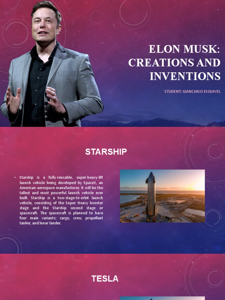 ELON MUSK. Creations and Inventions | PDF