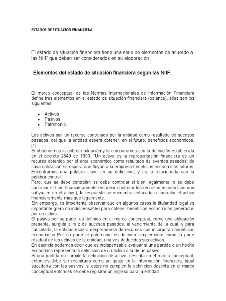 Estados de Situacion Financiera | PDF | Estado financiero | Contabilidad
