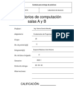 Carátula para entrega de prácticas de Fundamentos de Programación