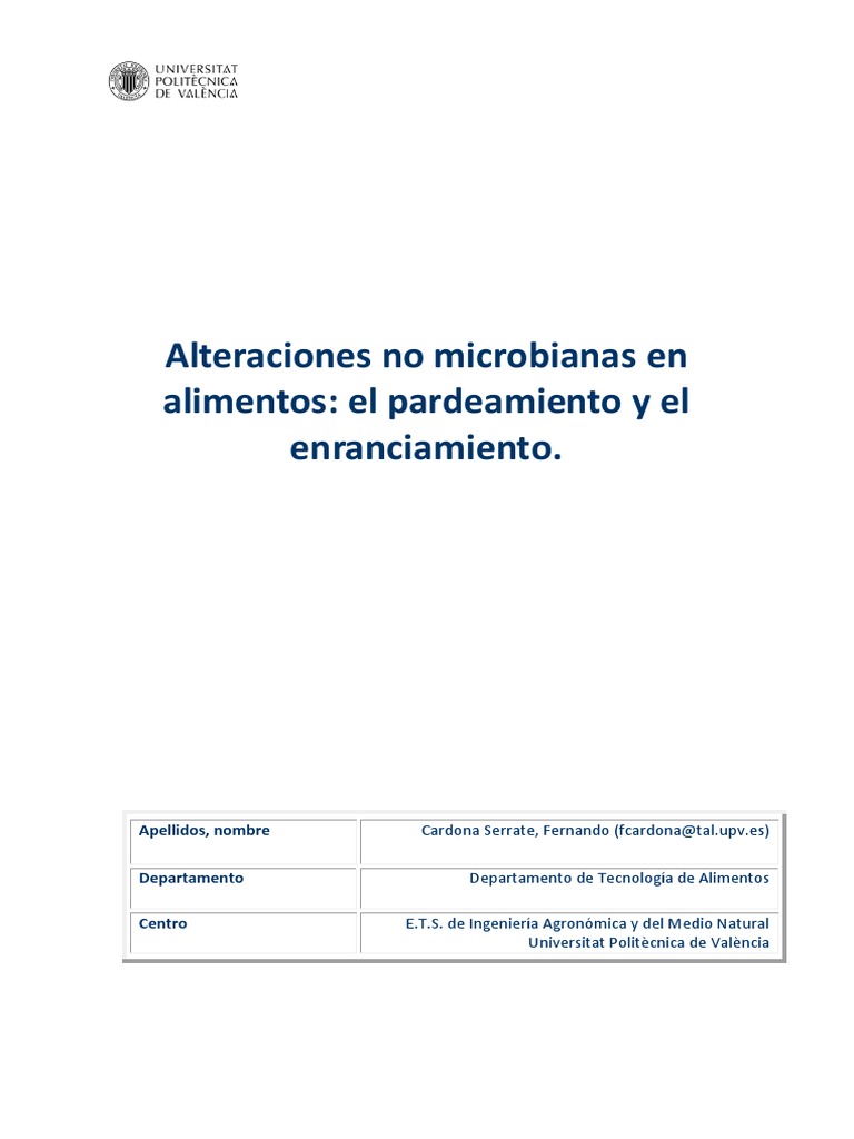 Alteraciones no microbianas en alimentos | PDF | Petróleo | Comida y bebida