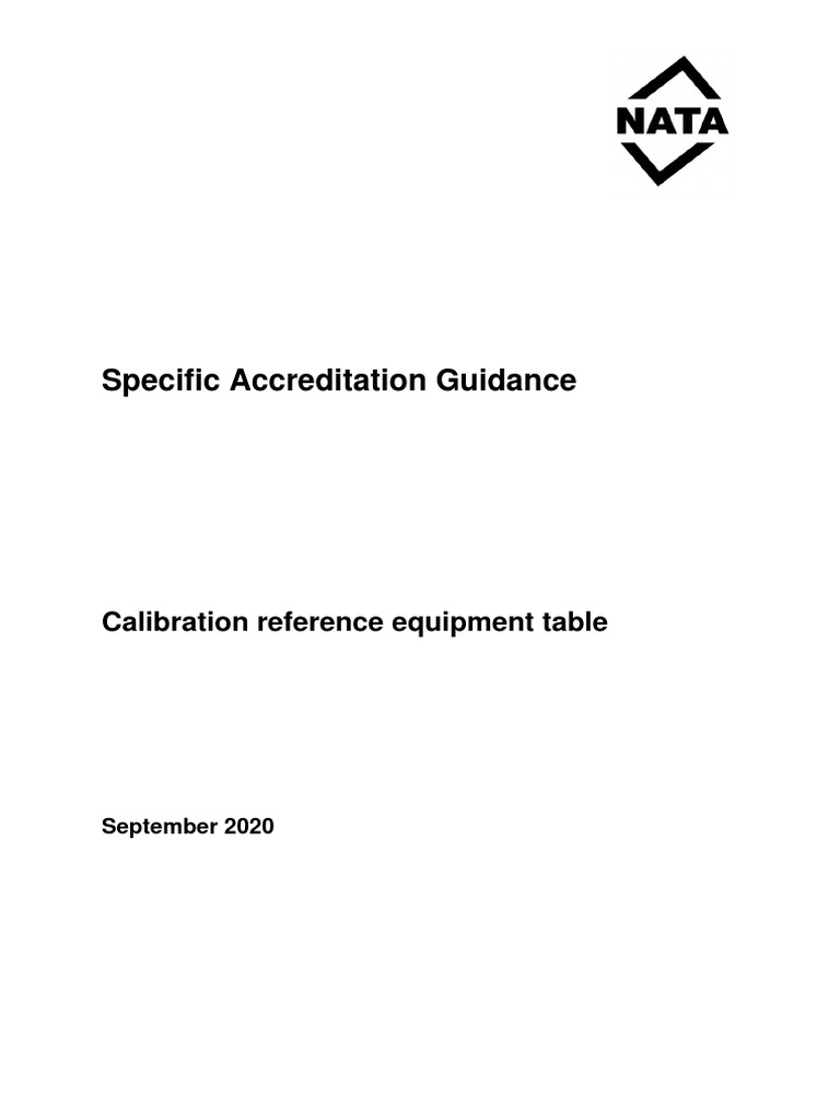 CalibrationReferenceEquipmentTable (NATA) Interval Kalibrasi PDF