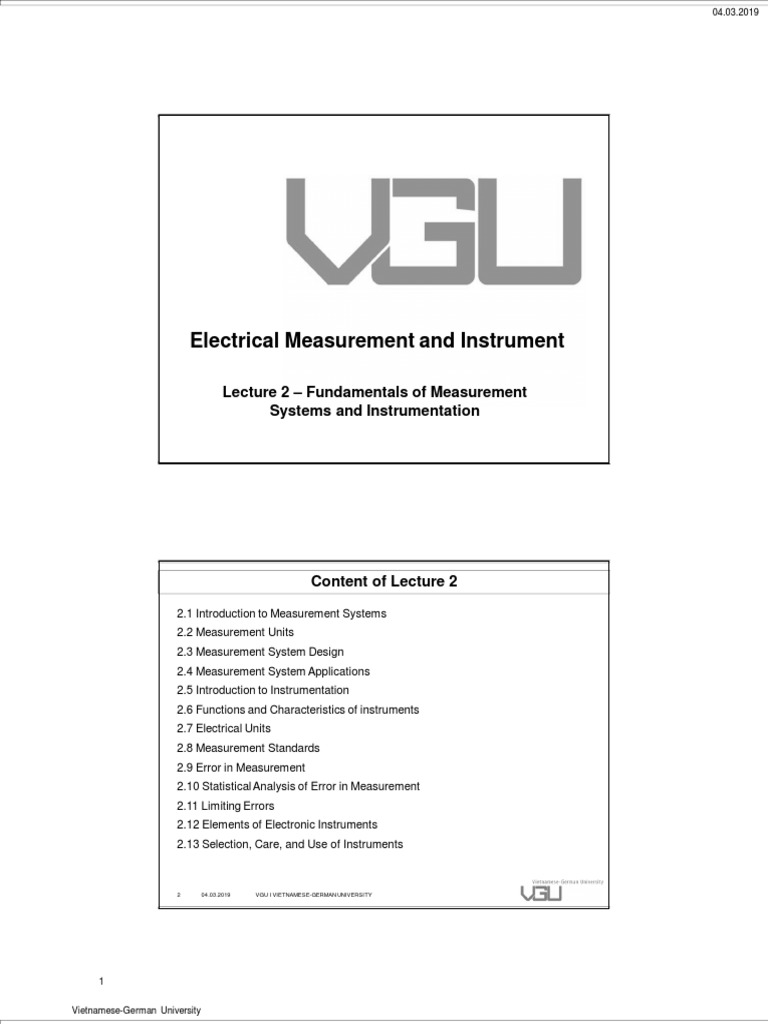 Lecture 2 Fundamentals of Measurement Systems and Instrumentation BW ...