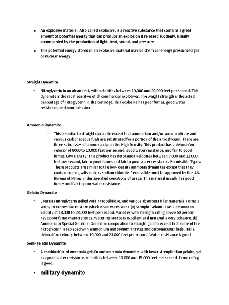 Types and Composition of Dynamite | PDF | Nature | Physical Sciences