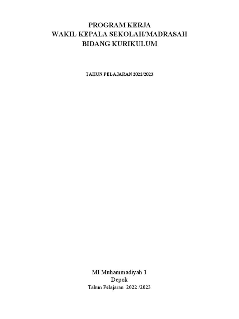 Program Kerja Waka Kurikulum 2022/2023 | PDF
