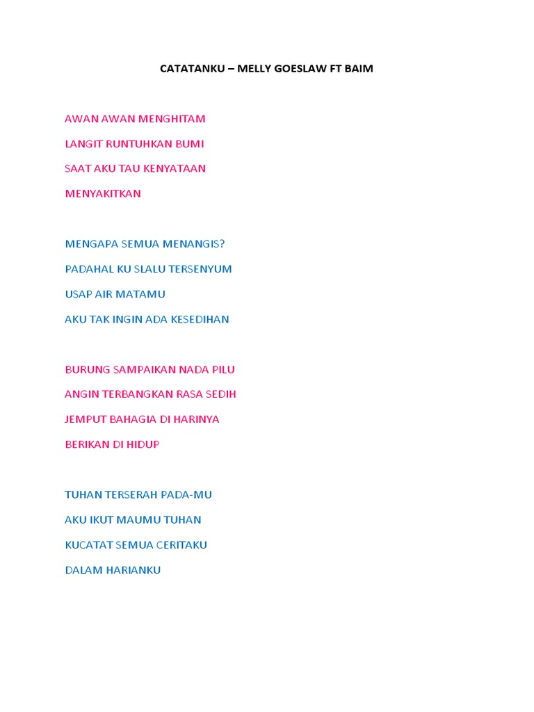 Lirik Catatan Kita - Caffeine ft. Fahimi