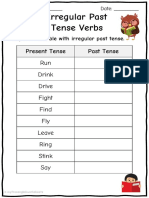 Irregular Verb Tenses Worksheet 1