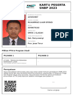 Kartu Peserta SNBP 2023: 423032967 Muhammad Ilham Efendi 3049679163 SMKN 1 Glagah Kab. Banyuwangi Prov. Jawa Timur