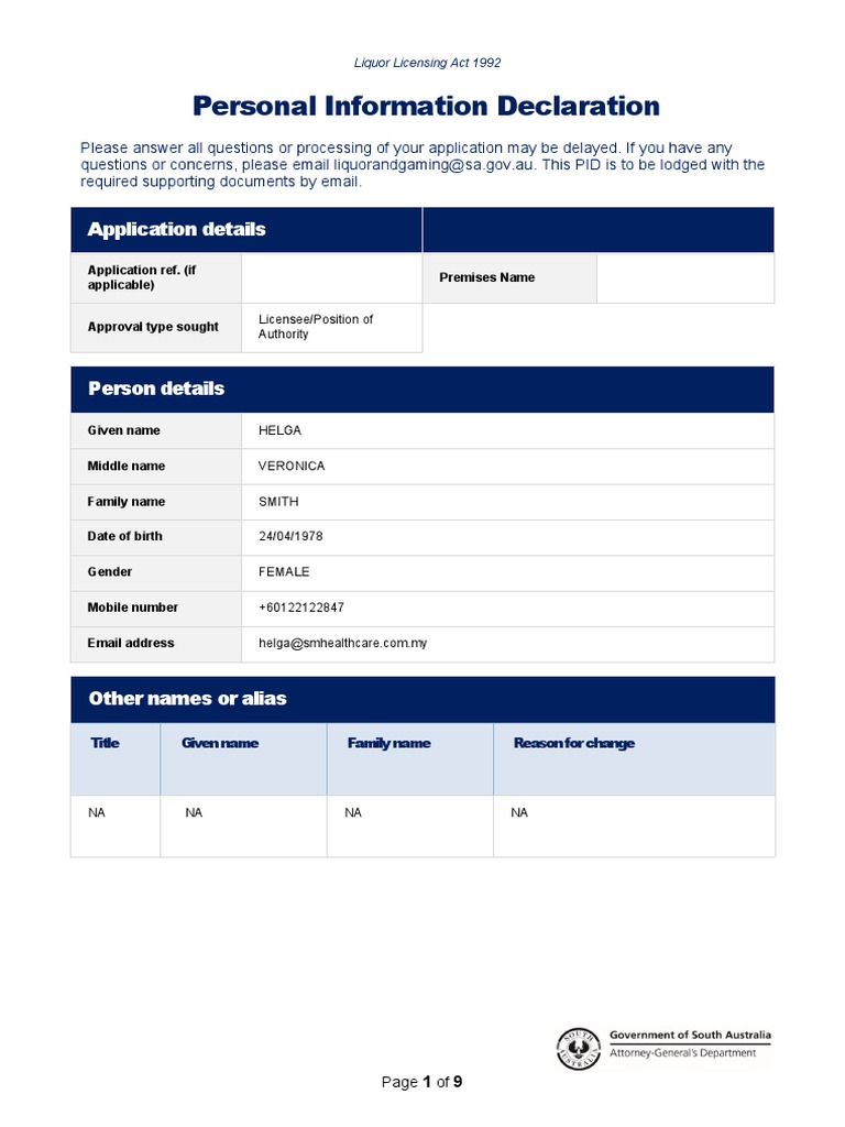 Manual PID Form Version 15 08 22 PDF Identity Document Government