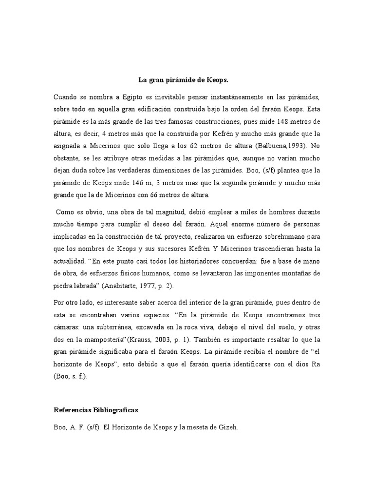 La Gran Pirámide de Keops | PDF | Pirámides egipcias | Pirámide