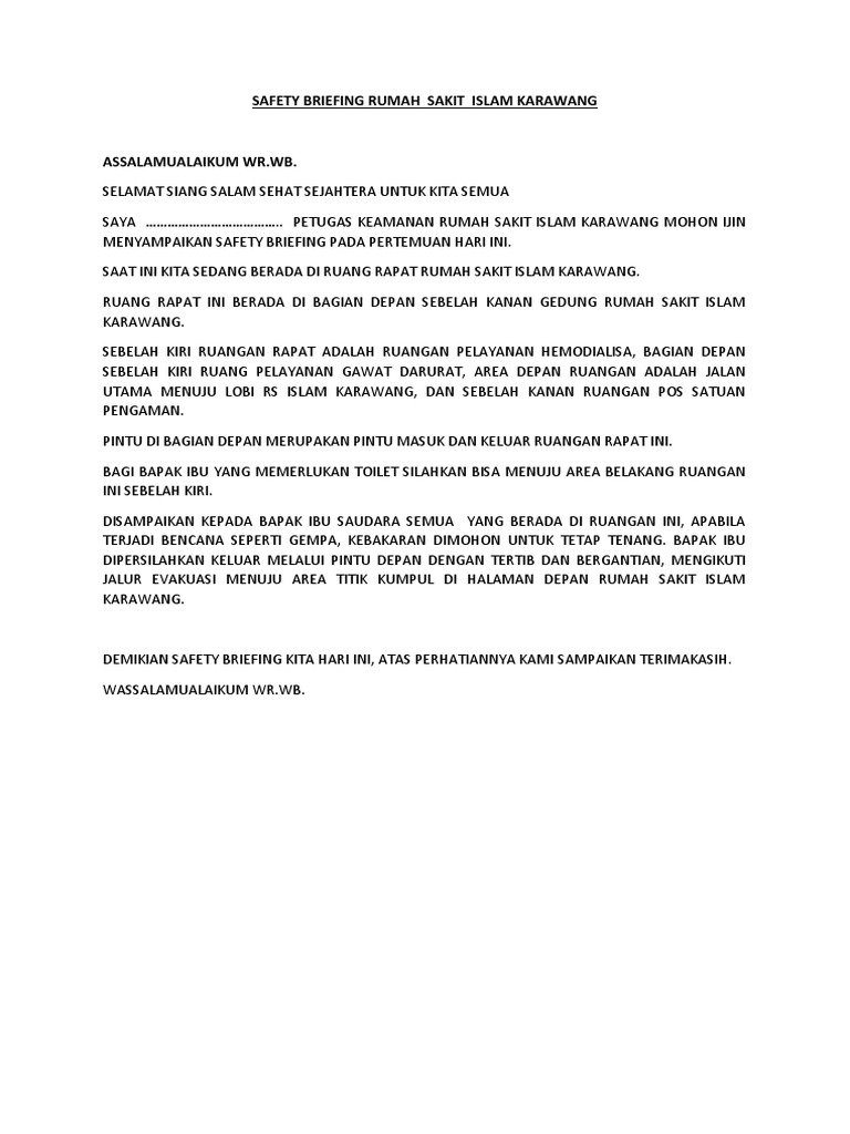 Safety Briefing PDF