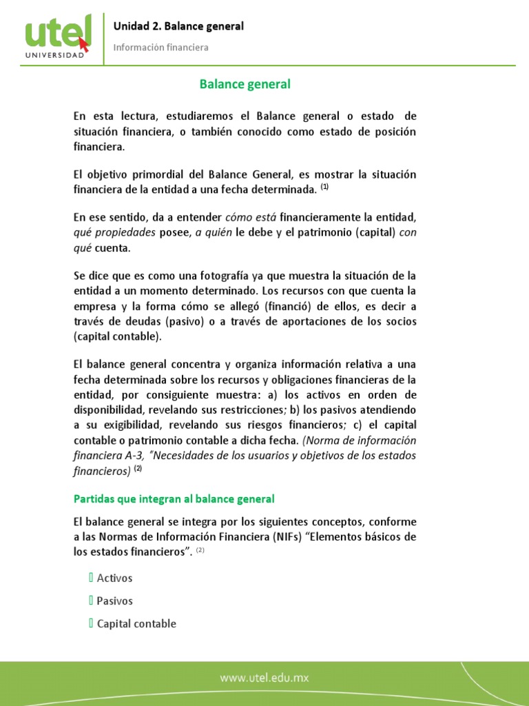 Unidad 3 Balance General | PDF | Contabilidad | Hoja de balance