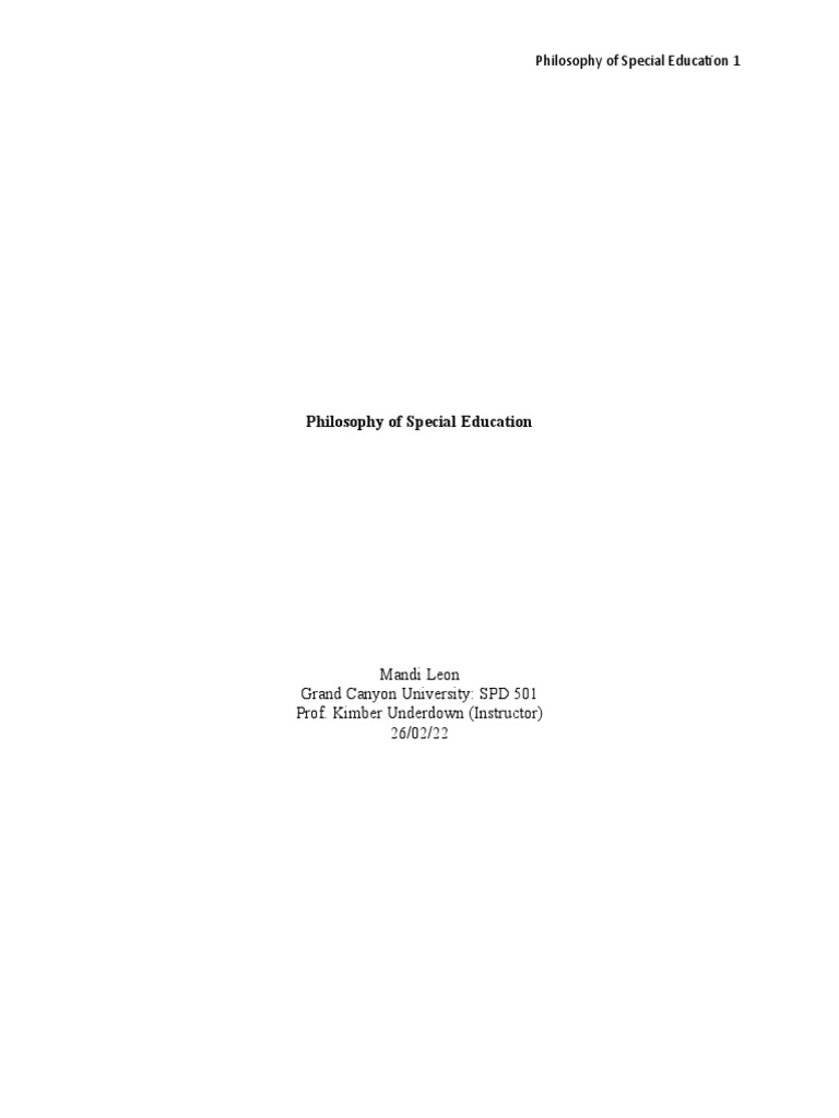 Philosophy Of Special Education Examples