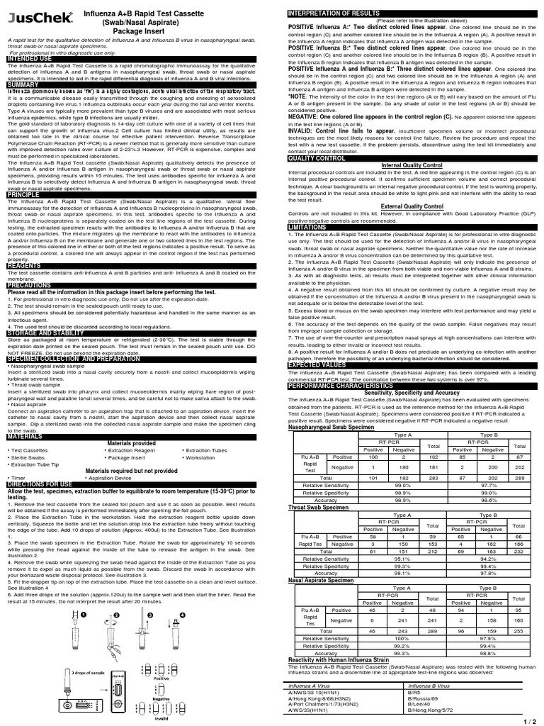 Influenza A+B Rapid Test Instructions | PDF | Influenza | Influenza A Virus