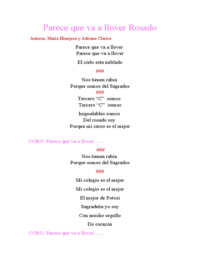 Parece Que Va A Llover Rosado PDF