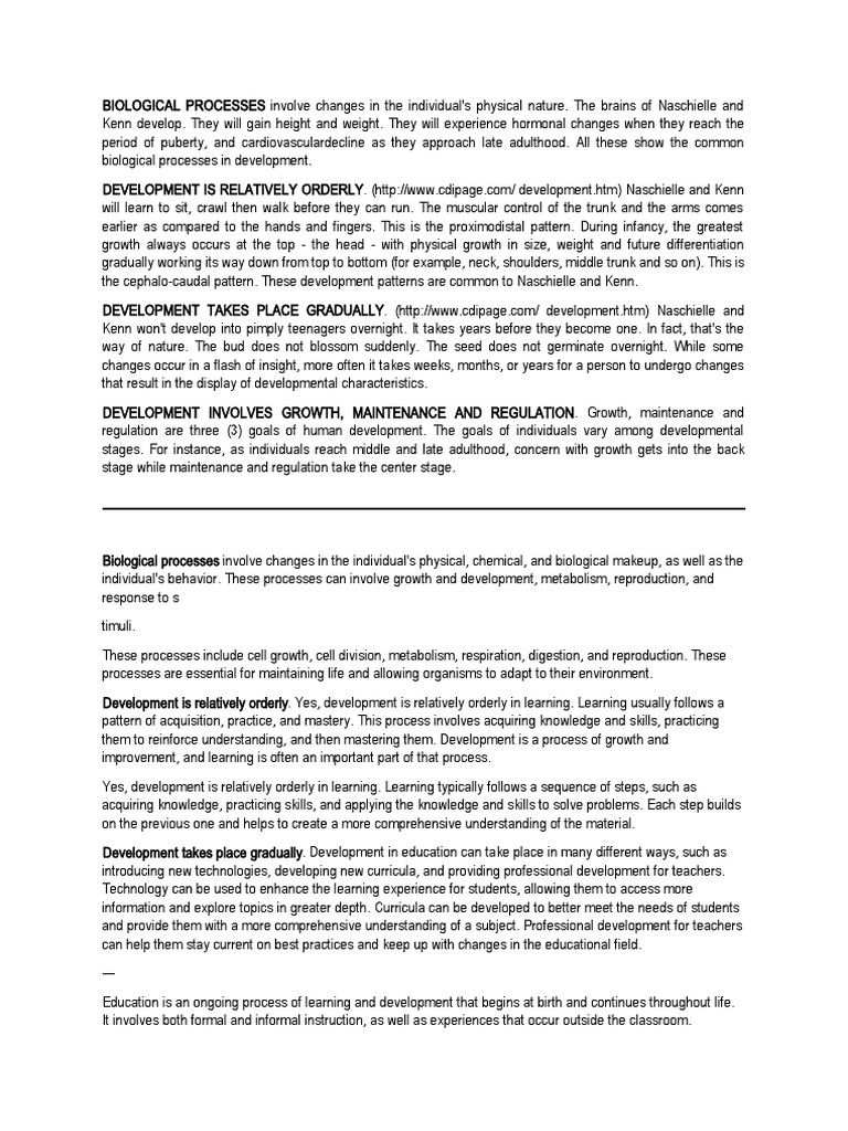 Biological Processes | PDF | Learning | Curriculum