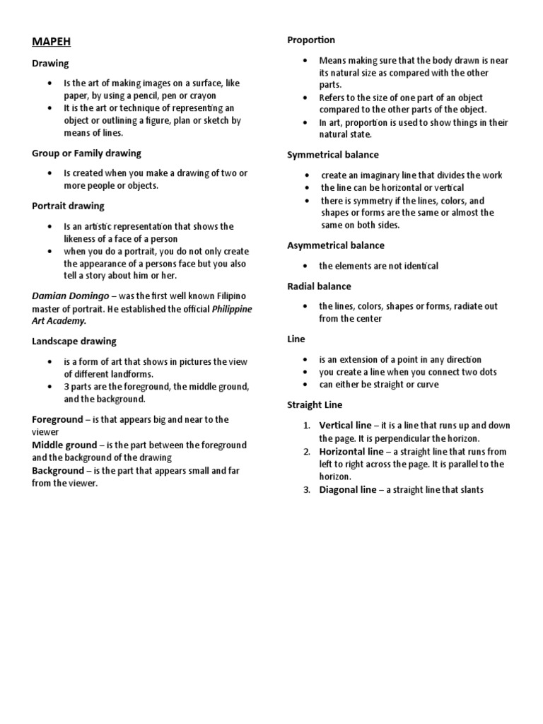 MAPEH Review | PDF | Drawing | Color