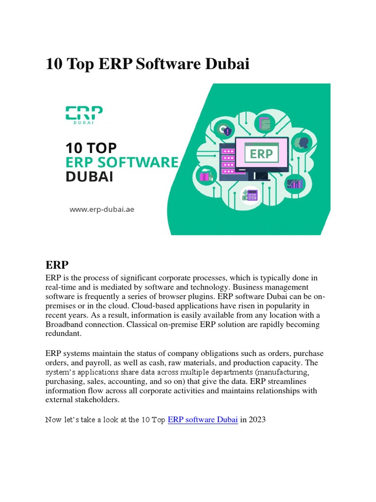 Top 10 ERP Software Solutions in Dubai | PDF | Enterprise Resource ...
