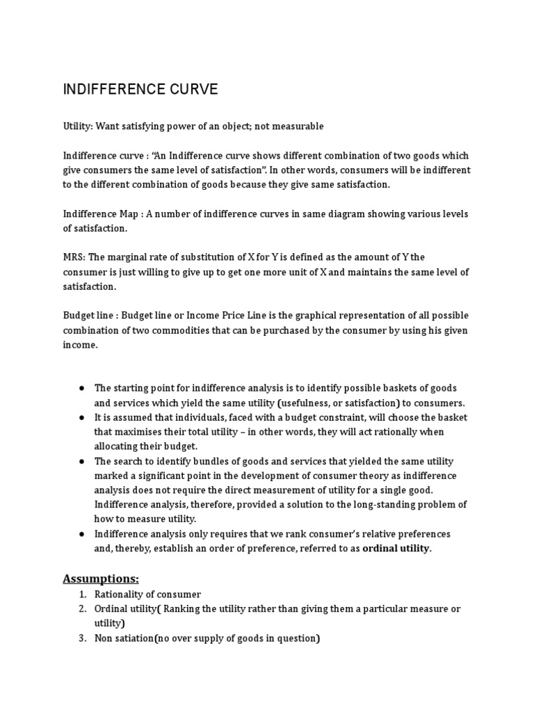 Indifference Curve Analysis Guide | PDF | Utility | Economies