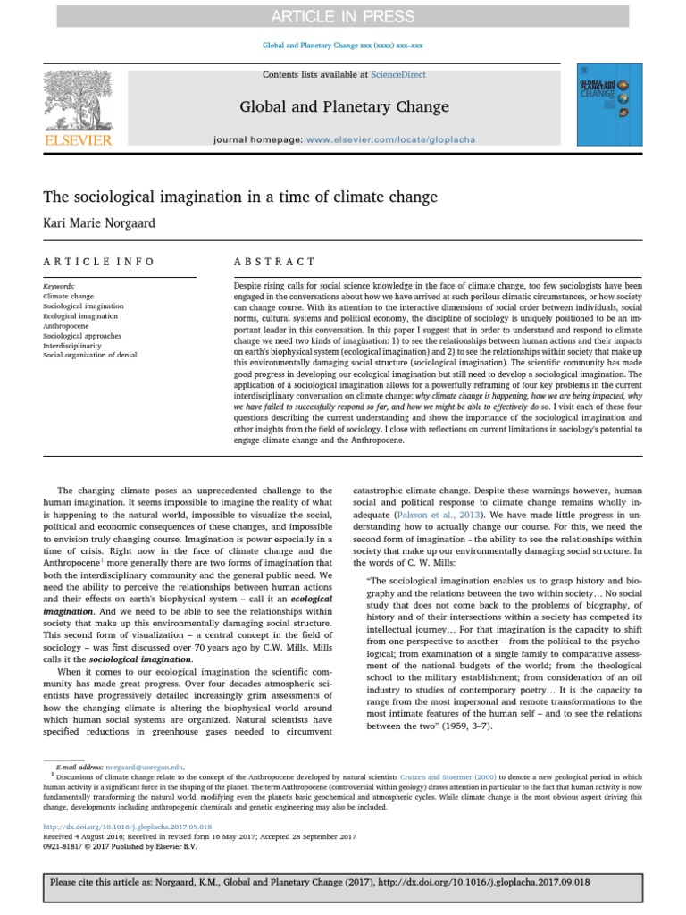 Sociological Imagination in A Time of Climate Change | PDF | Sociology ...
