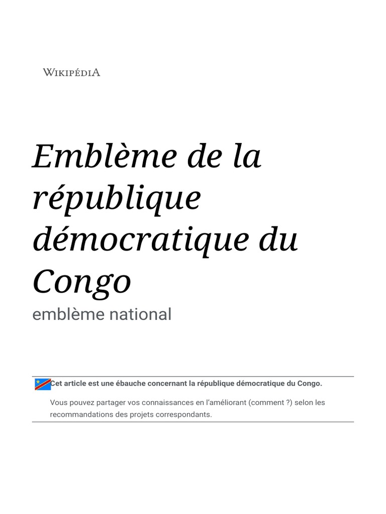 Emblème et devise de la RDC | PDF | Symboles