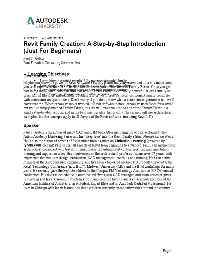 Beginner's Guide to Revit Family Editor | PDF | Autodesk Revit | System