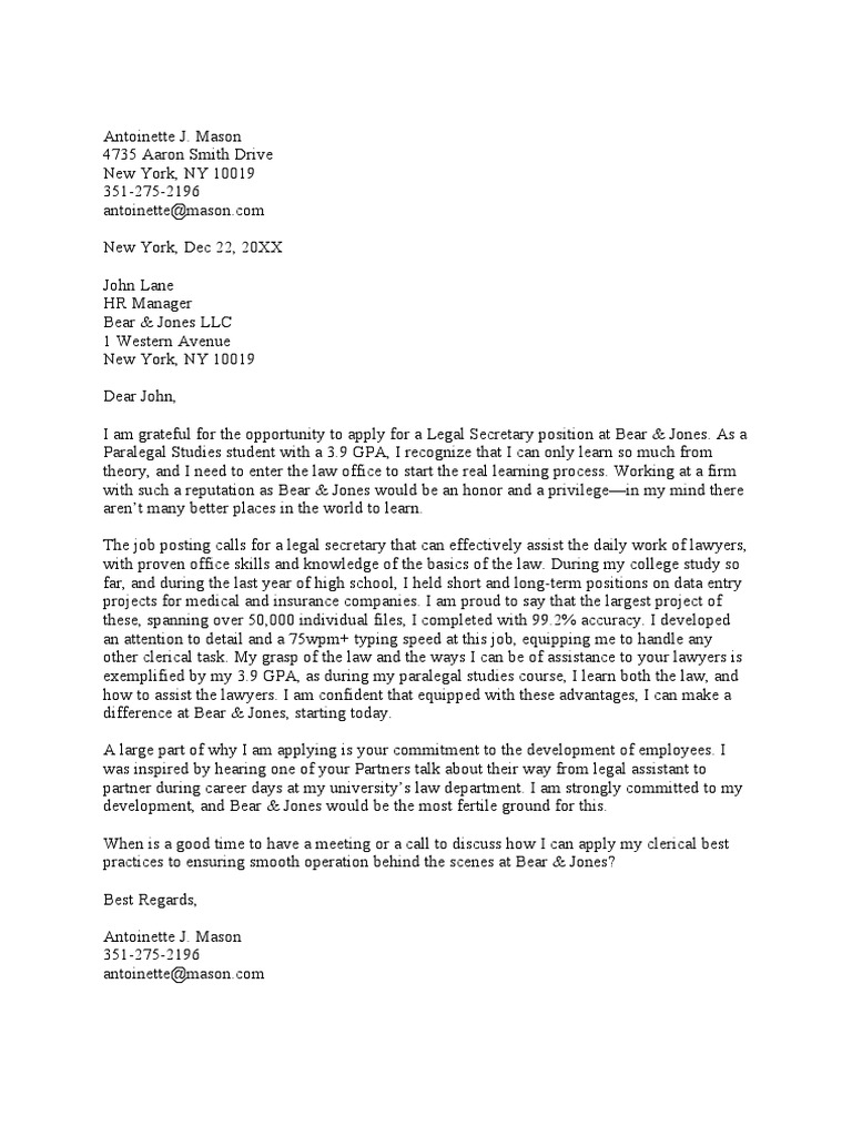 Cover Letter For Legal Jobs Word 03 | PDF | Business