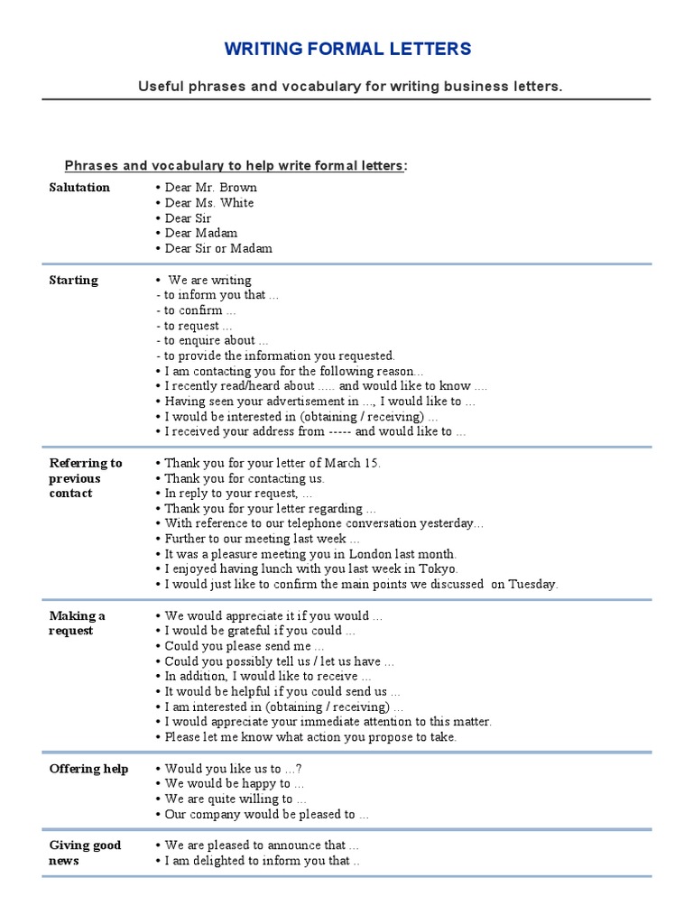 Essential Phrases for Formal Letters | PDF | Madam