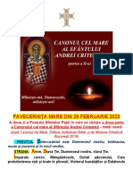 Pavecernița mare și Canonul Sf.Andrei Criteanul II-28.02.2023, Marți seară