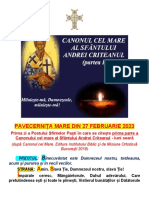 Pavecernița Mare Și Canonul SF - Andrei Criteanul (I) - 27.02.2023, Luni Seară