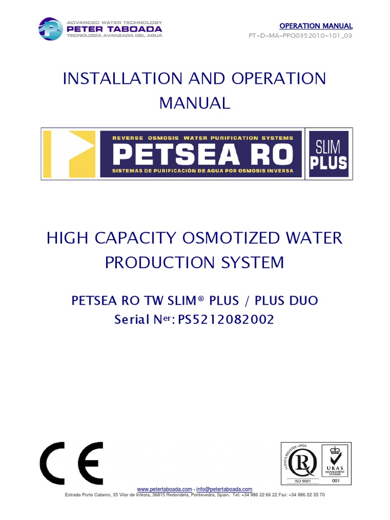 Pt-D-Ma-Pro0352010-101 - 03 Manual TW Slim Plus Duo | PDF | Membrane ...