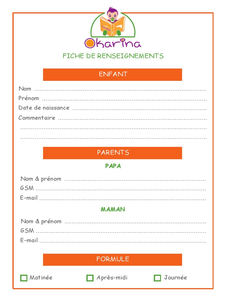 Modele Fiche Renseignement Maternelle – SYYTSN