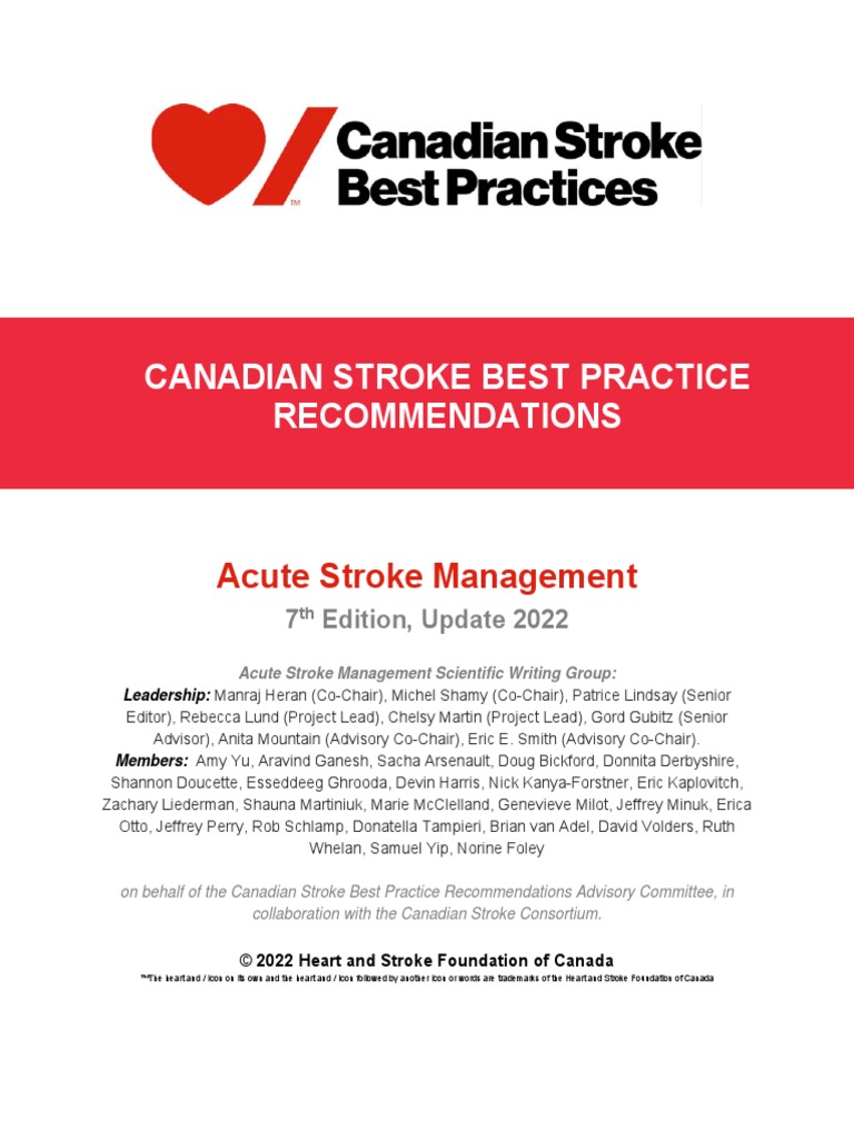 Csbpr7 Acute Stroke Management Module Final Eng 2022 | PDF | Stroke ...