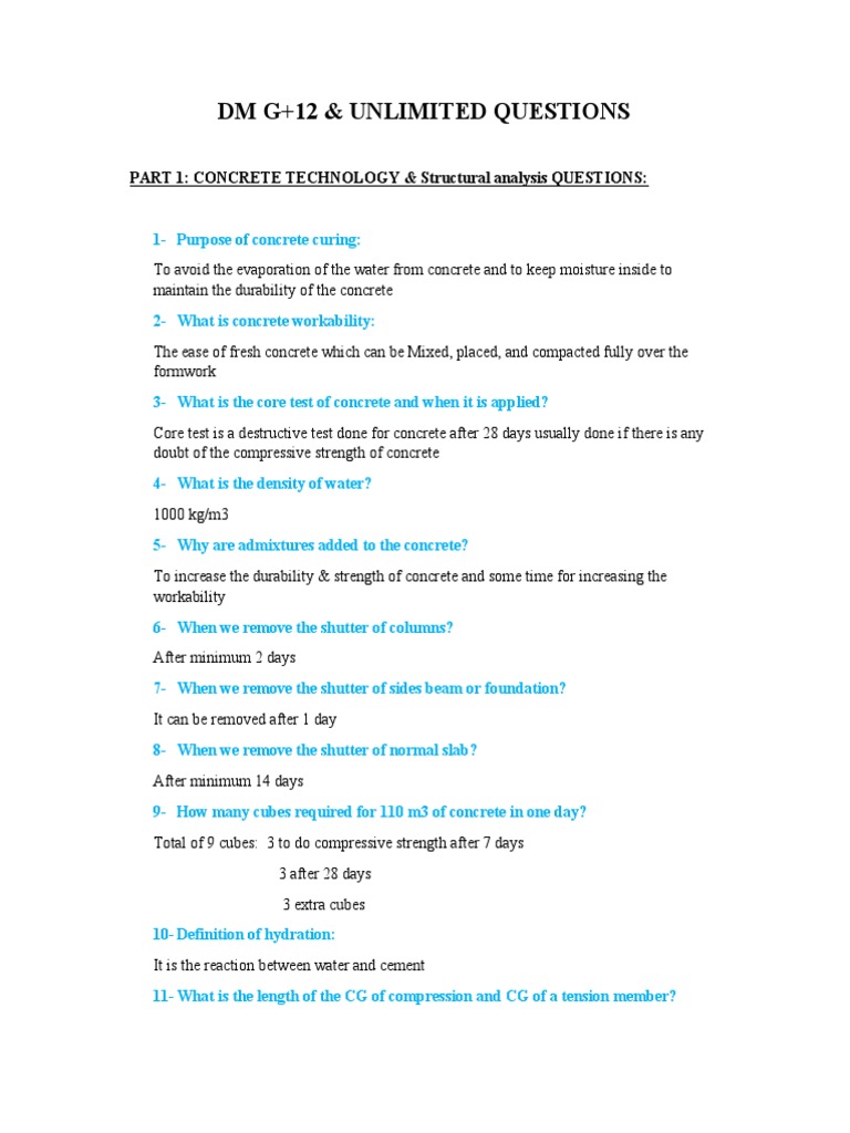 Dubai Municipality Test G 12 Unlimites Majd Pdf Concrete Deep