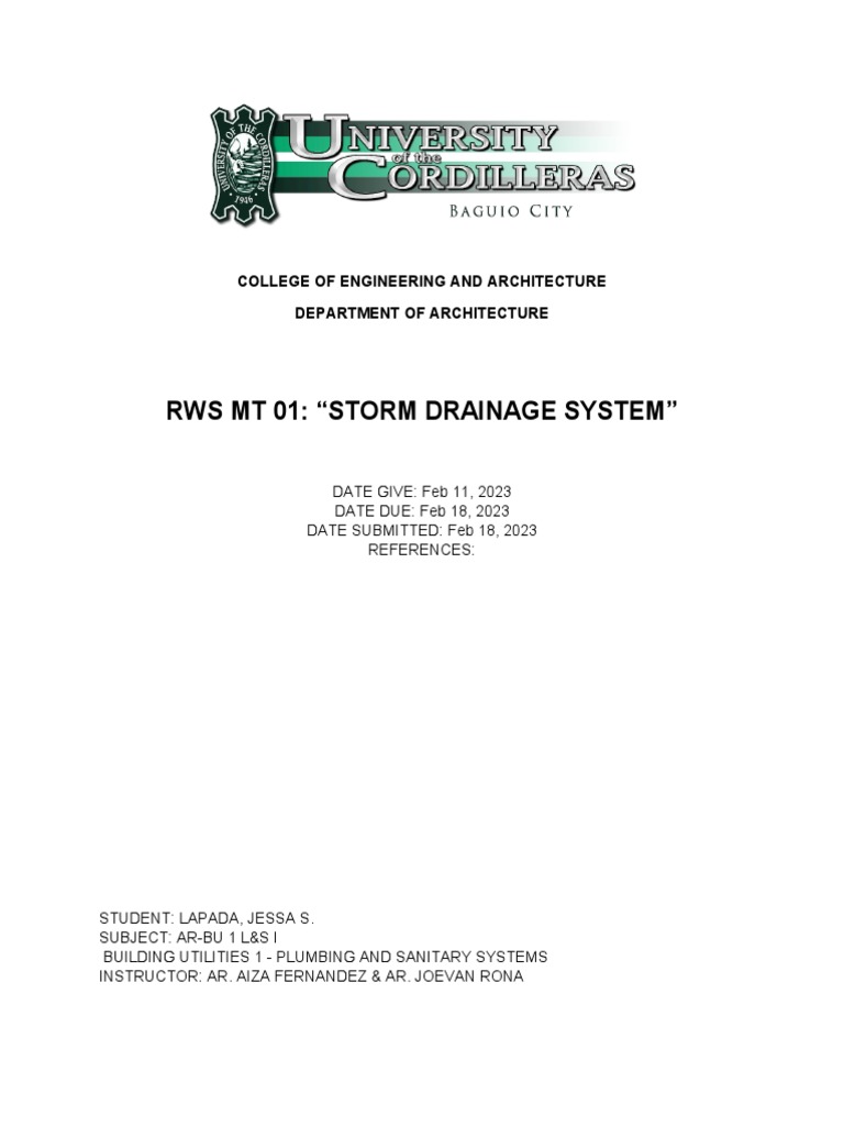 Storm Drainage System PDF Storm Drain Plumbing