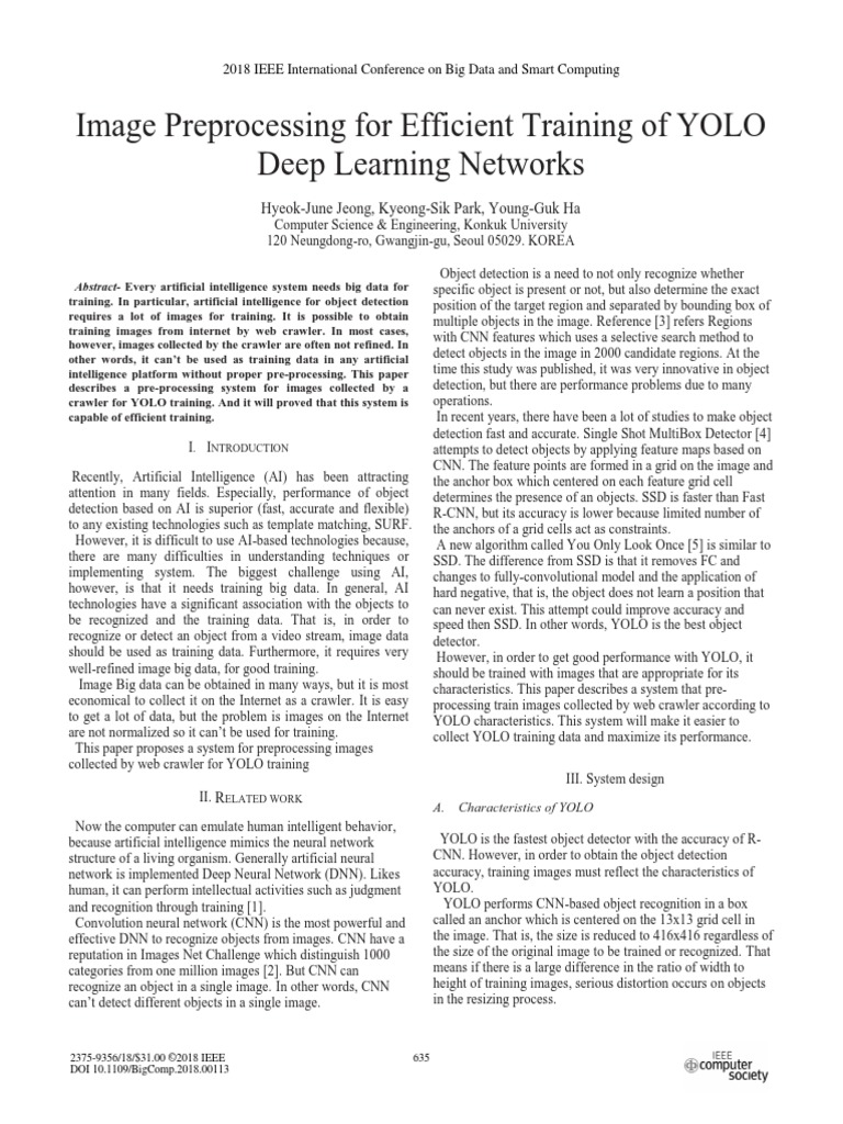 Image Preprocessing For Efficient Training of YOLO Deep Learning ...