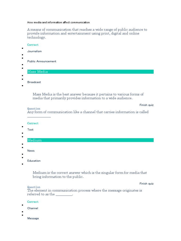 How Media And Information Affect Communication Pdf Communication