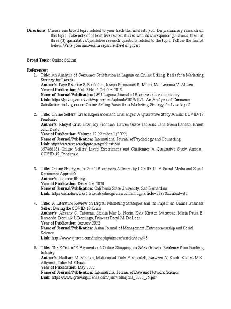 Group 4 Capstone Project Activity Title Proposals PDF Sales