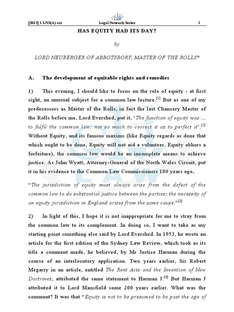 Evolution of Equity Law Principles | PDF | Equity (Law) | Common Law