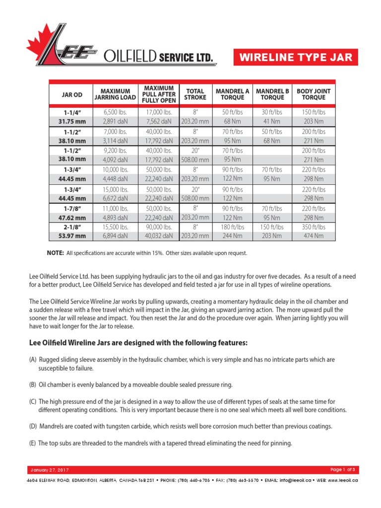 03 - 17 - 16 - Wireline Type Jars | PDF | Valve | Mechanical Engineering