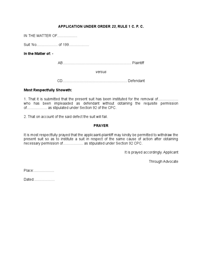 Application under order 23 rule 1 c p c pdf affidavit judiciaries