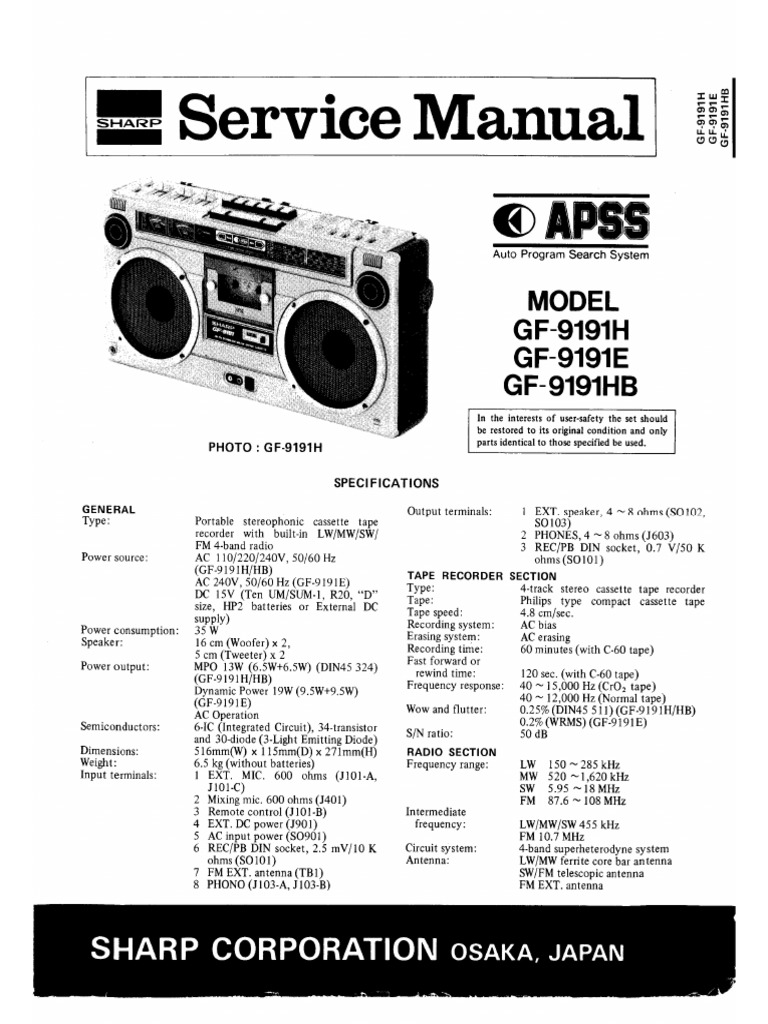 SHARP GF-919　ジャンク　パーツ取り ラジオ・ラジカセミニ博物館・SHARP・GF-919の修理Part2