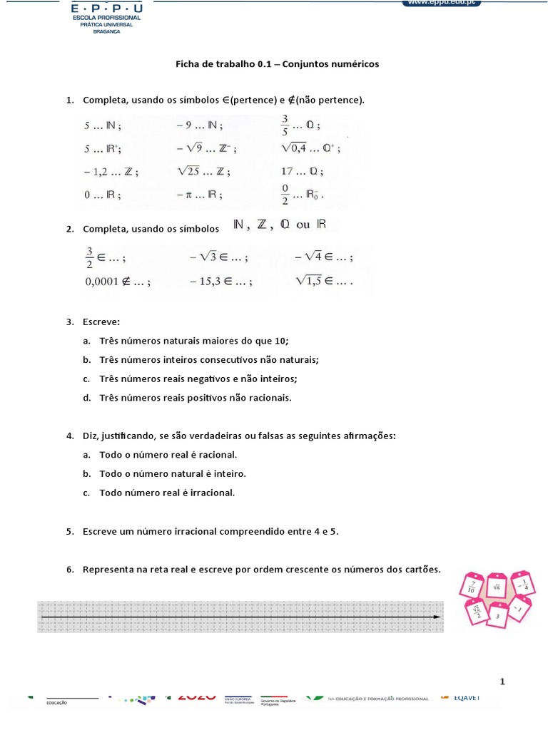 0 1 Conjuntos Numéricos Exercícios Pdf