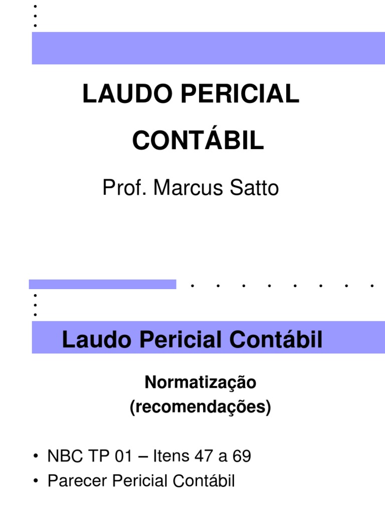 Laudo Pericial Contábil: Estrutura e Normas | PDF | Contabilidade ...