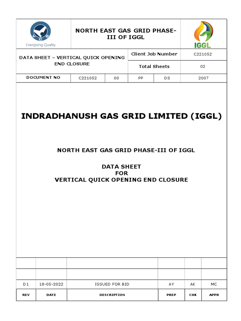 Vertical Quick Opening End Closure Data | PDF | Pipe (Fluid Conveyance ...
