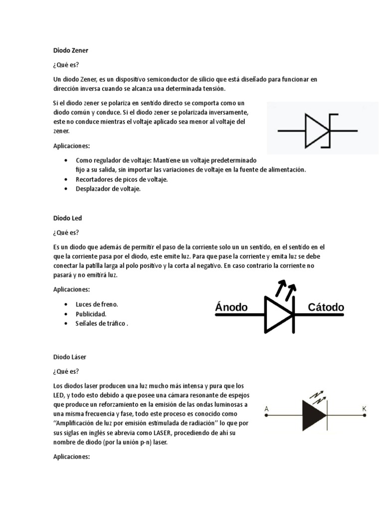Tipos de Diodos y sus Aplicaciones | PDF | Diodo | Diodo emisor de luz
