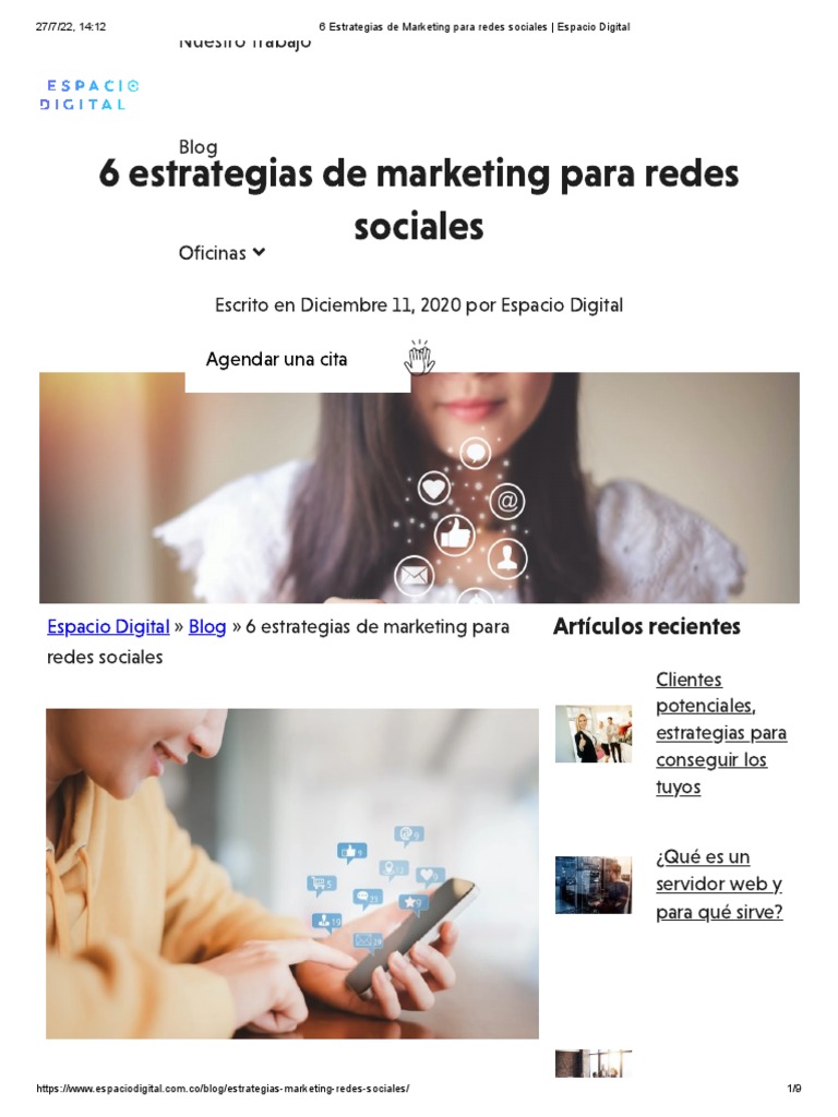 6 Estrategias de Marketing para Redes Sociales - Espacio Digital | PDF ...
