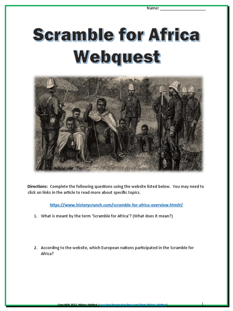 Scramble For Africa quest PDF Africa International Relations