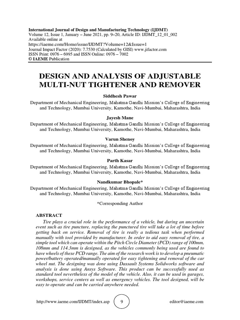 Design and Analysis of Adjustable Multi | PDF | Gear | Strength Of ...
