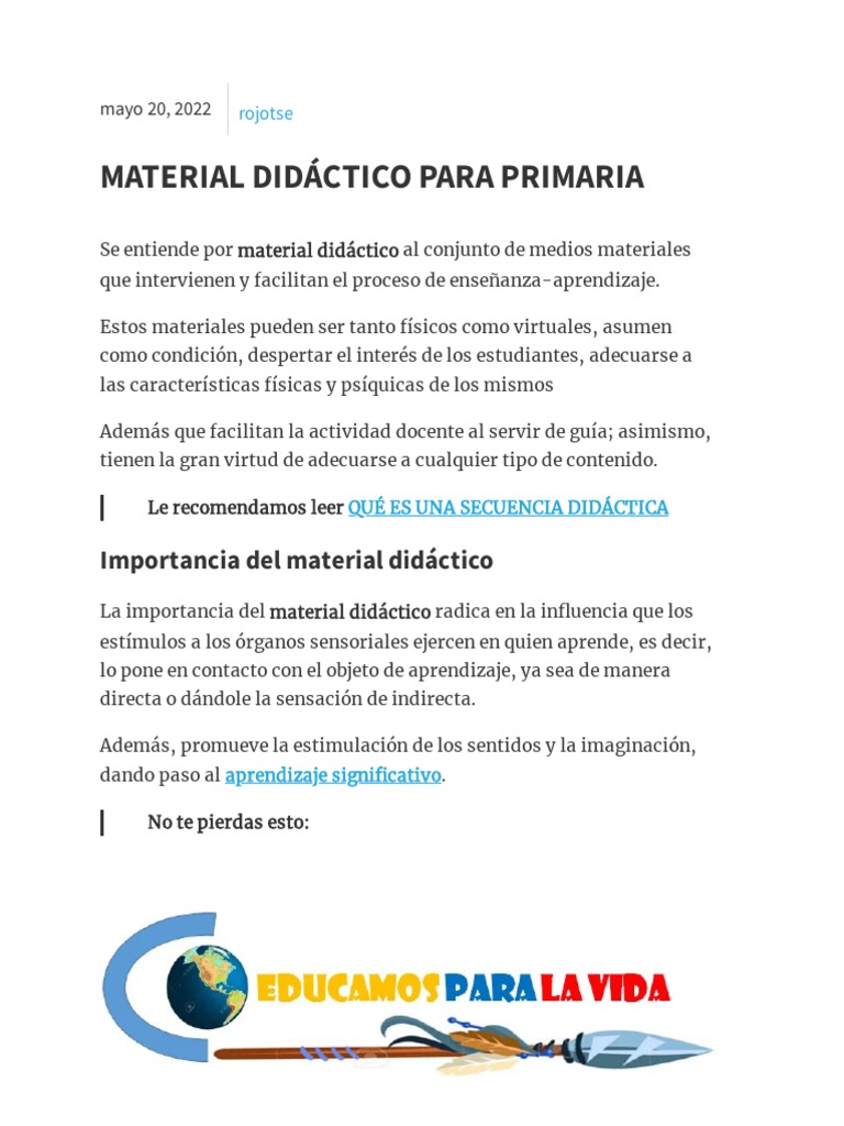 Material Didáctico para Primaria | Descargar gratis PDF | Enseñando