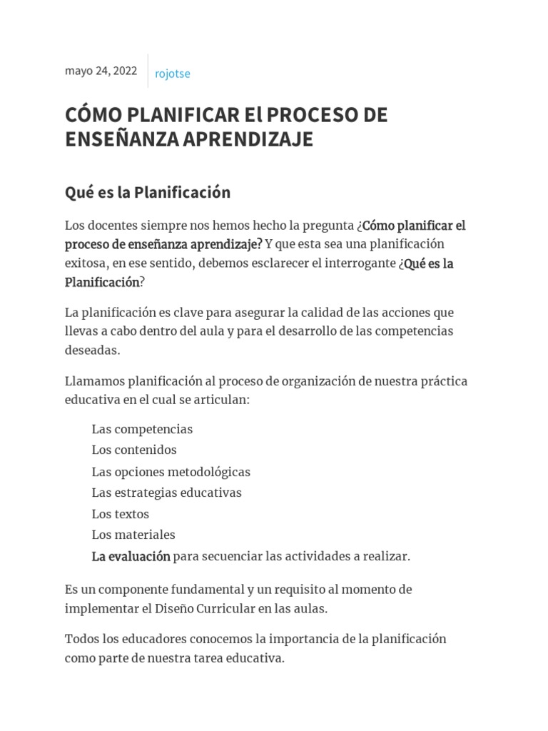 Guía para la Planificación Educativa | PDF | Enseñando | Planificación